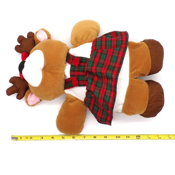 Gibson Greetings 1995 Christmas Reindeer Plush Dress Nylon Stuffed Animal Toy - Picture 7 of 7